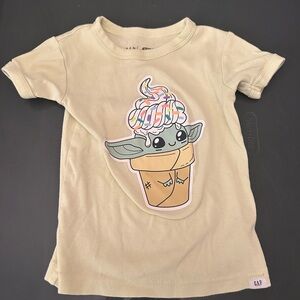 Gap Star Wars 3T Green Grogu Baby Yoda Ice Cream Cone Print Short Sleeve T Shirt